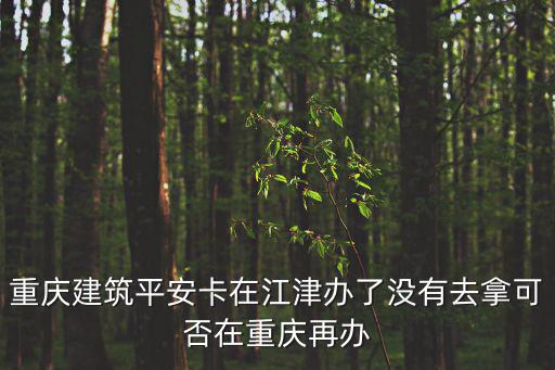 重慶建筑平安卡在江津辦了沒有去拿可否在重慶再辦