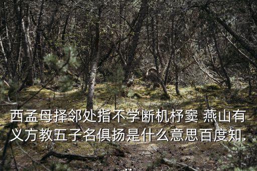 西孟母擇鄰處指不學(xué)斷機杼竇 燕山有義方教五子名俱揚是什么意思百度知...