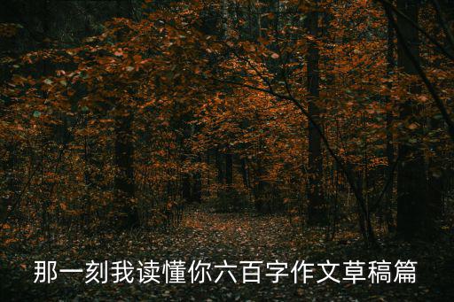 那一刻我讀懂你六百字作文草稿篇
