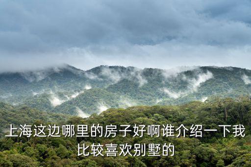 上海這邊哪里的房子好啊誰介紹一下我比較喜歡別墅的