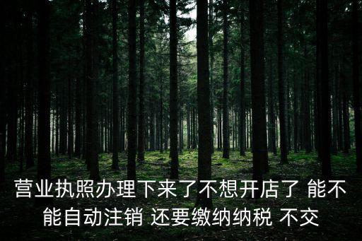 營業執照辦理下來了不想開店了 能不能自動注銷 還要繳納納稅 不交