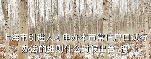 上海市引進人才申辦本市常住戶口試行辦法的細(xì)則什么時候出臺  搜