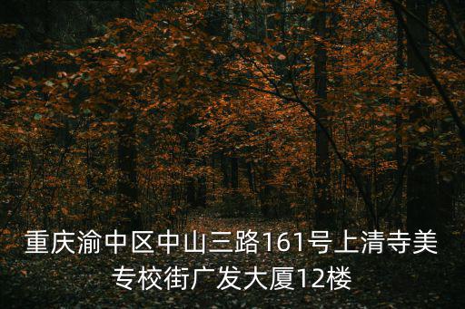 重慶渝中區中山三路161號上清寺美專校街廣發大廈12樓