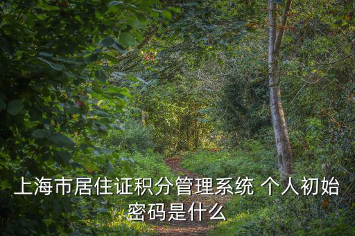 上海市居住證積分管理系統(tǒng) 個(gè)人初始密碼是什么