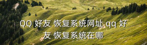 QQ 好友 恢復系統網址 qq 好友 恢復系統在哪