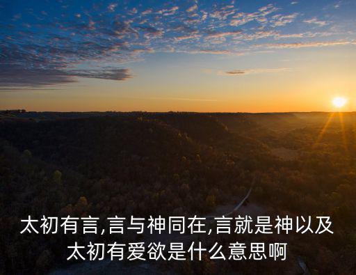 太初有言,言與神同在,言就是神以及太初有愛欲是什么意思啊