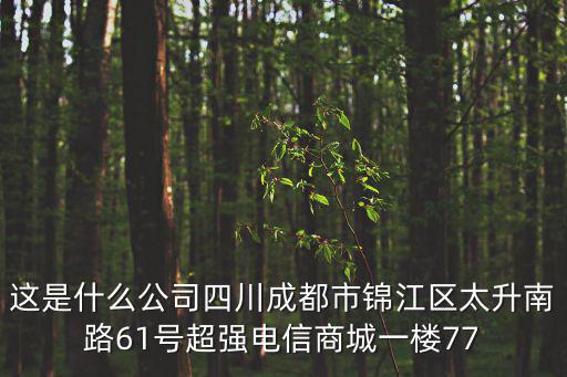 這是什么公司四川成都市錦江區(qū)太升南路61號(hào)超強(qiáng)電信商城一樓77
