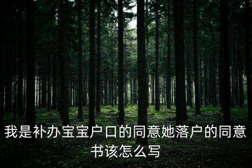 我是補辦寶寶戶口的同意她落戶的同意書該怎么寫