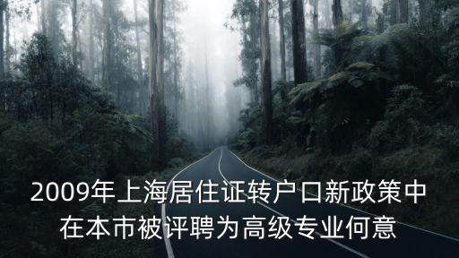 2009年上海居住證轉戶口新政策中在本市被評聘為高級專業何意