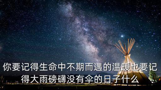 你要記得生命中不期而遇的溫暖也要記得大雨磅礴沒有傘的日子什么