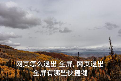  網(wǎng)頁怎么退出 全屏, 網(wǎng)頁退出 全屏有哪些快捷鍵