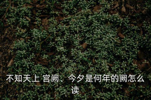 不知天上 宮闕、今夕是何年的闕怎么讀