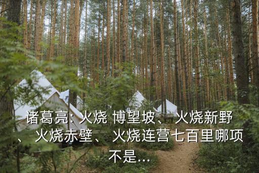 諸葛亮: 火燒 博望坡、 火燒新野、 火燒赤壁、 火燒連營七百里哪項不是...