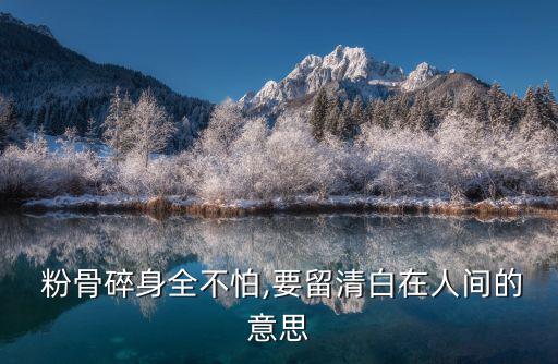  粉骨碎身全不怕,要留清白在人間的意思