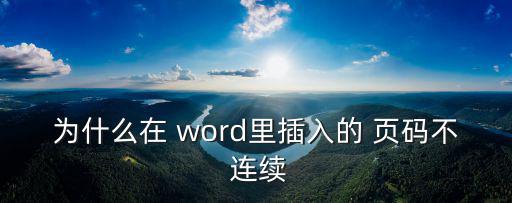 為什么在 word里插入的 頁碼不 連續