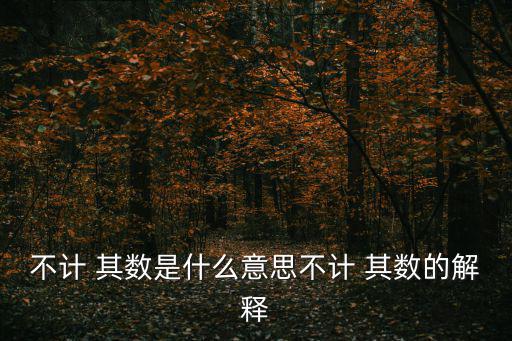不計 其數是什么意思不計 其數的解釋