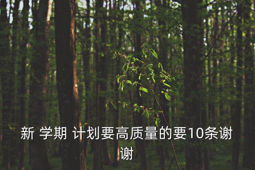 新 學期 計劃要高質量的要10條謝謝