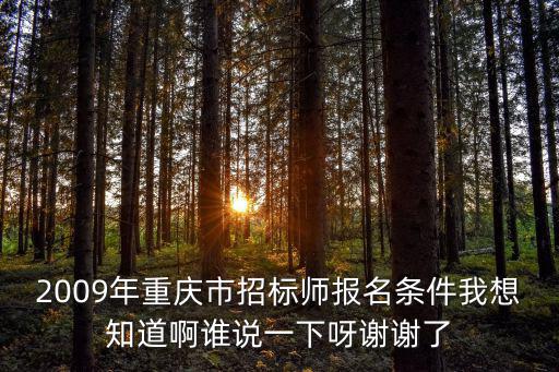 2009年重慶市招標師報名條件我想知道啊誰說一下呀謝謝了