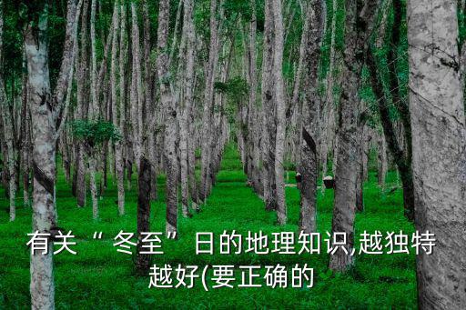 有關(guān)“ 冬至”日的地理知識(shí),越獨(dú)特越好(要正確的