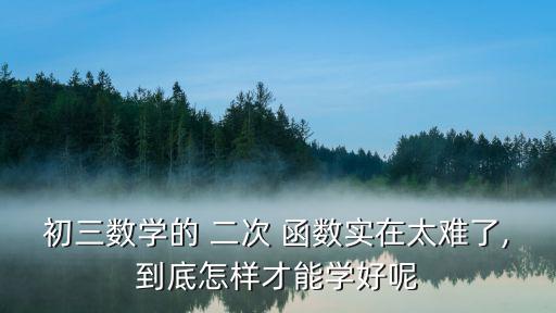 初三數(shù)學的 二次 函數(shù)實在太難了,到底怎樣才能學好呢