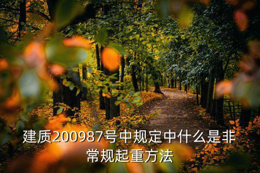 建質200987號中規定中什么是非常規起重方法