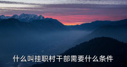 什么叫掛職村干部需要什么條件