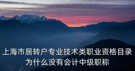 上海市居轉戶專業技術類職業資格目錄為什么沒有會計中級職稱