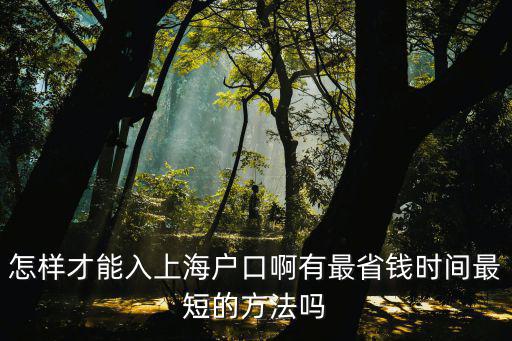 怎樣才能入上海戶口啊有最省錢時(shí)間最短的方法嗎