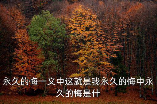 永久的悔一文中這就是我永久的悔中永久的悔是什