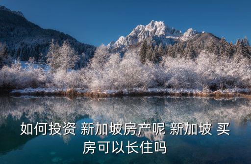 如何投資 新加坡房產呢 新加坡 買房可以長住嗎