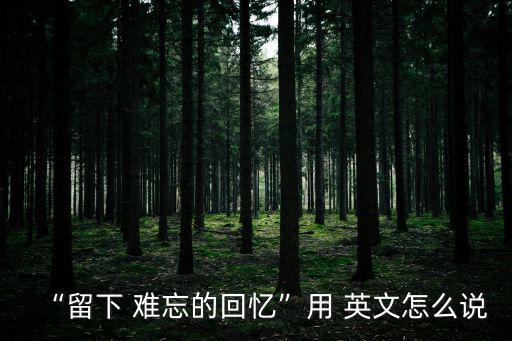 “留下 難忘的回憶”用 英文怎么說