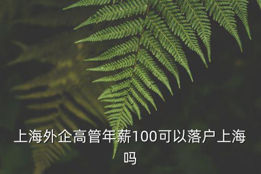 上海外企高管年薪100可以落戶上海嗎
