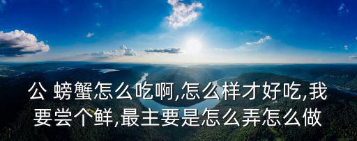 公 螃蟹怎么吃啊,怎么樣才好吃,我要嘗個鮮,最主要是怎么弄怎么做
