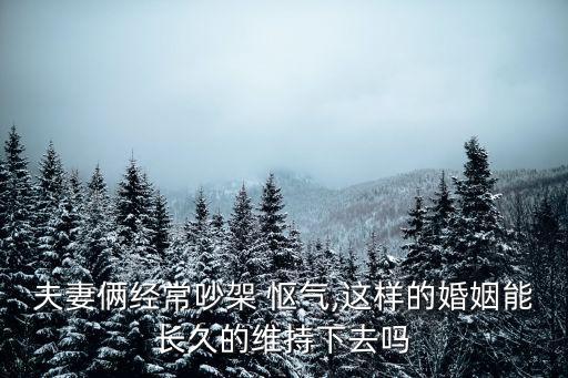 夫妻倆經常吵架 慪氣,這樣的婚姻能長久的維持下去嗎