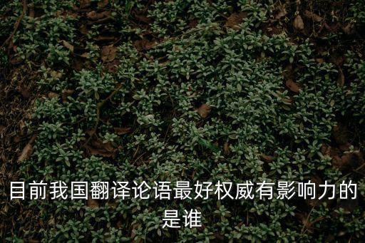 目前我國翻譯論語最好權威有影響力的是誰