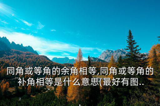 同角或等角的余角相等,同角或等角的 補角相等是什么意思(最好有圖...