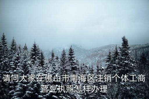 請(qǐng)問(wèn)大家在佛山市南海區(qū)注銷(xiāo)個(gè)體工商營(yíng)業(yè)執(zhí)照怎樣辦理