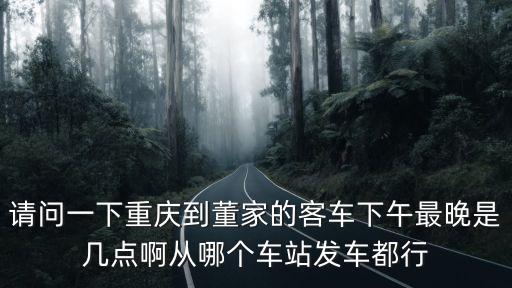 請(qǐng)問(wèn)一下重慶到董家的客車下午最晚是幾點(diǎn)啊從哪個(gè)車站發(fā)車都行