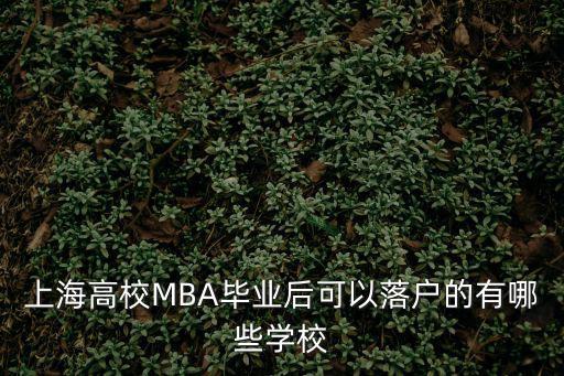 上海高校MBA畢業后可以落戶的有哪些學校