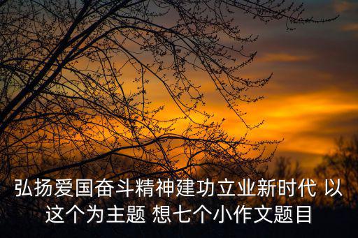 弘揚愛國奮斗精神建功立業新時代 以這個為主題 想七個小作文題目