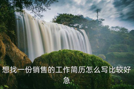 想找一份銷售的工作簡歷怎么寫比較好急