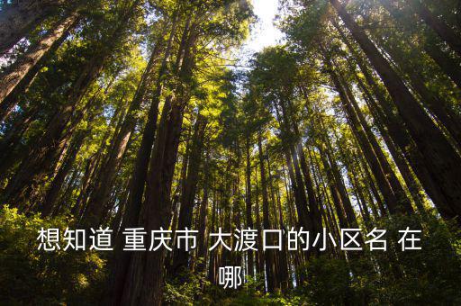 想知道 重慶市 大渡口的小區名 在哪
