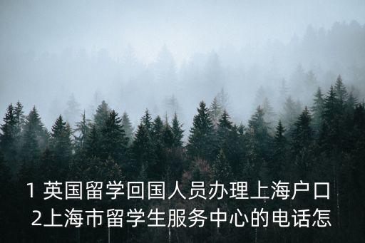 1 英國留學回國人員辦理上海戶口 2上海市留學生服務中心的電話怎