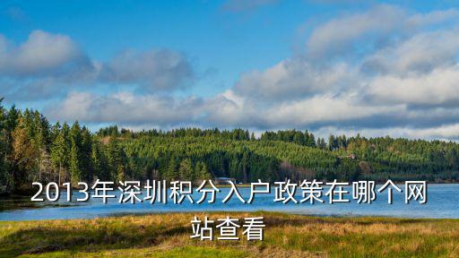 2013年深圳積分入戶政策在哪個網站查看