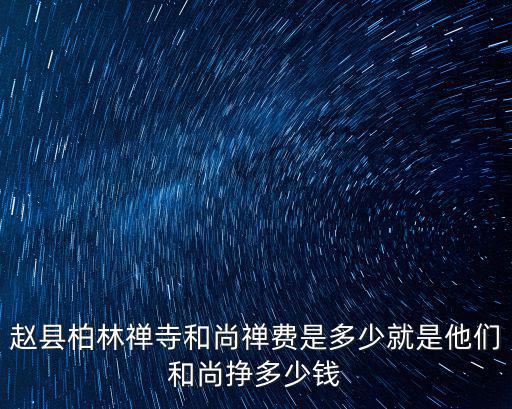 趙縣柏林禪寺和尚禪費(fèi)是多少就是他們和尚掙多少錢