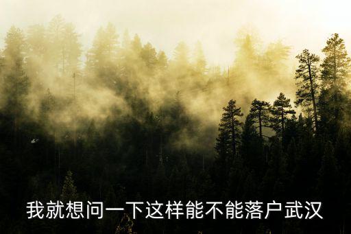 我就想問一下這樣能不能落戶武漢