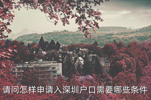 請問怎樣申請入深圳戶口需要哪些條件