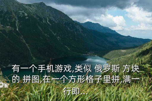 有一個手機游戲,類似 俄羅斯 方塊的 拼圖,在一個方形格子里拼,滿一行即...