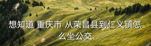 想知道 重慶市 從榮昌縣到仁義鎮(zhèn)怎么坐公交