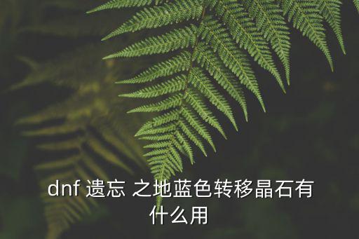  dnf 遺忘 之地藍色轉移晶石有什么用